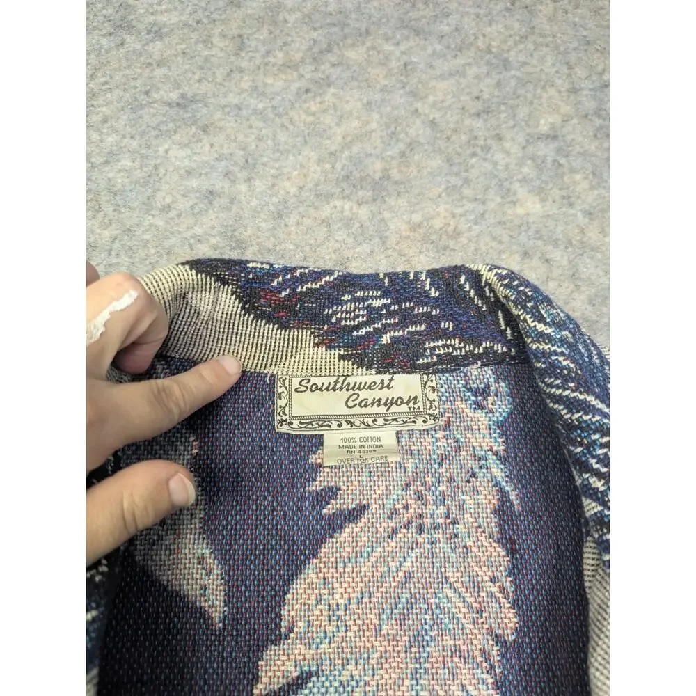SouthWest Canyon Large Tapestry Jacket Feather Aztec Tribal Festival Western